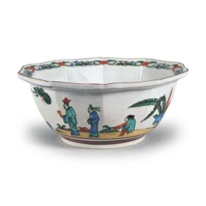 Bowl with design of birds in flight, enamelled ware