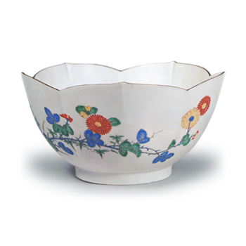 Bowl with chrysanthemum design, enamelled ware