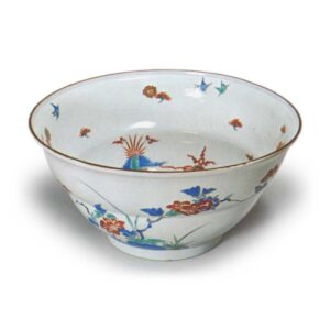 Bowl with peony and phoenix design, enamelled ware