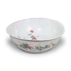 Bowl with grape and chrysanthemum design, enamelled ware