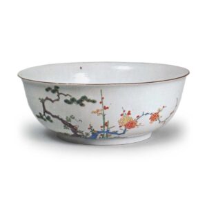 Bowl with pine, bamboo and plum design, enamelled ware