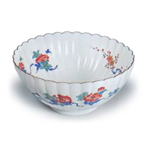 Bowl with peony design, enamelled ware