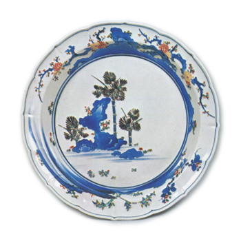 Dish with shuro (hemp palm) design, enamelled ware