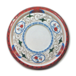 Dish with chrysanthemum scroll design, enamelled ware