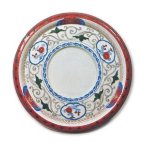 Dish with chrysanthemum scroll design, enamelled ware