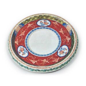 Dish with chrysanthemum scroll design, enamelled ware