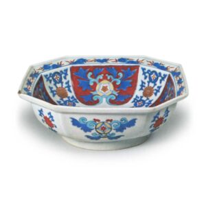 Bowl with karahana flower design, enamelled ware