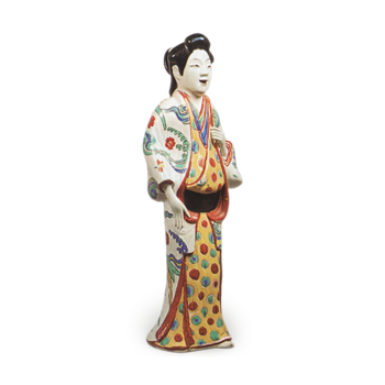 Figure of woman, enamelled ware