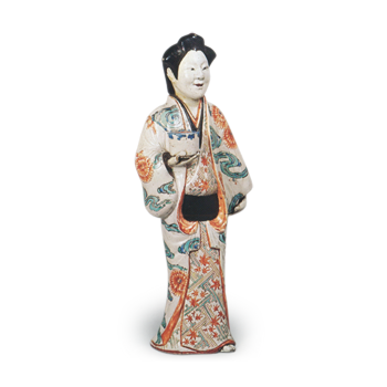 Figure of woman, enamelled ware