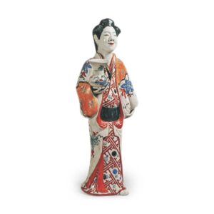 Figure of woman, enamelled ware