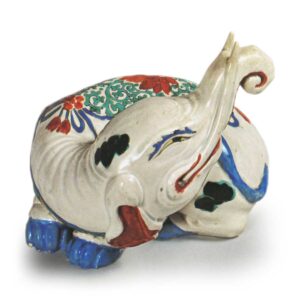 Figure of elephant, enamelled ware