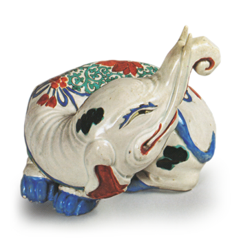 Figure of elephant, enamelled ware
