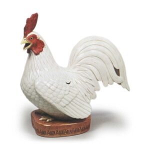 Incense burner in the shape of cock, enamelled ware