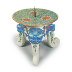 Candle stand with peony scroll design, enamelled ware