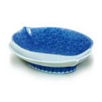 Dish with shippo (overlapping circles) design, blue and white