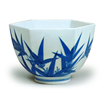 Mukozuke DOWi with bamboo design, blue and white