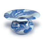 Cuspidor with turnip design, blue and white