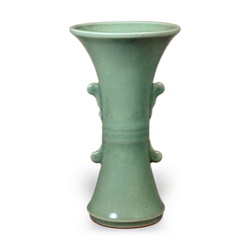 Flower pot in shape of hand･dram body. celadon