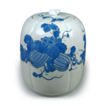 Water jar with melon design, blue and white