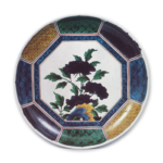 Large dish with peony design, enamelled ware