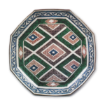 Octagonal dish with lozenge patterns, enamelled ware