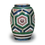 Jar with hexagonal design, enamelled ware