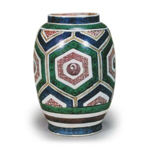 Jar with hexagonal design, enamelled ware