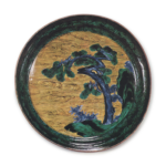 Large dish with pine-tree and wave design, enamelled ware