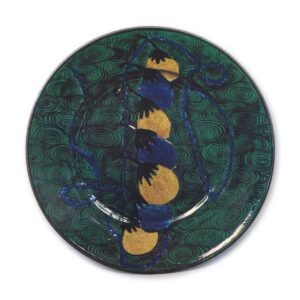 Large dish with egg-plant design, enamelled ware