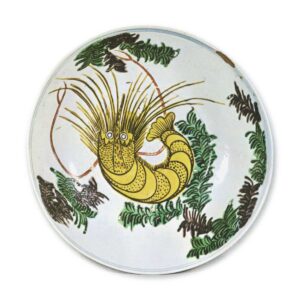 Large dish with lobster design, enamelled ware