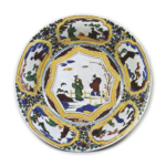 Large bowl with Chinese figure design, enamelled ware