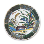 Large dish with design of millet and quails, enamelled ware