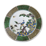 Large dish with yamadori (Japanese pheasant) design, enamelled ware