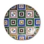 Large dish with design of phoenixes in chequer patterns, enamelled ware