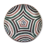 Large dish with design of geometric patterns, enamelled ware