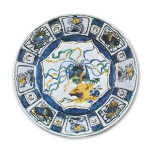 Large bowl with phoenix design, enamelled ware