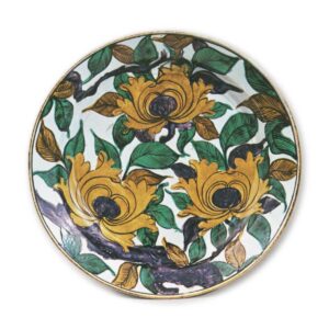 Large dish with peony design, enamelled ware