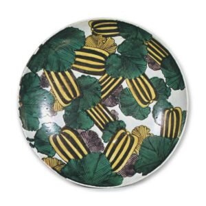 Large dish with melon design, enamelled ware