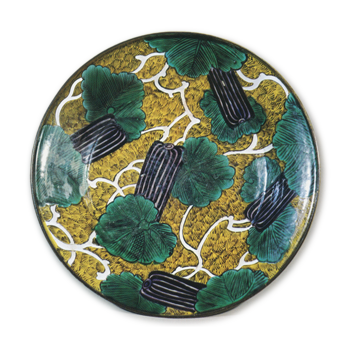 Large dish with melon design, enamelled ware