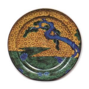 Large dish with pine-tree design, enamelled ware