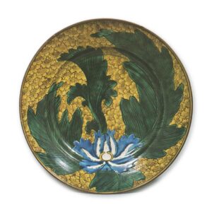 Large dish with peony design, enamelled ware