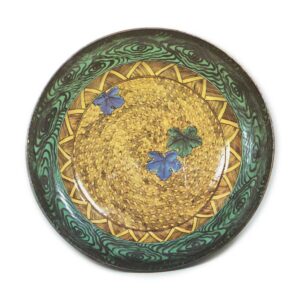 Large dish with ivy leaf design, enamelled ware