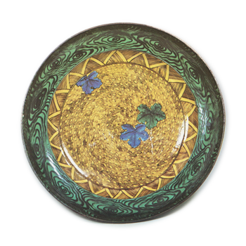 Large dish with ivy leaf design, enamelled ware