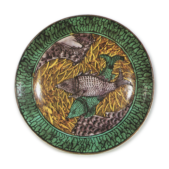 Large dish with two fish design, enamelled ware
