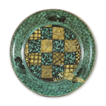 Large dish with design of chequer patterns, enamelled ware