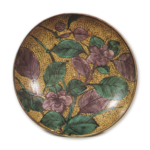 Large dish with camellia blossom design, enamelled ware