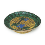 Bowl on foot with vine design, enamelled ware