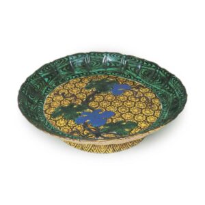 Bowl on foot with vine design, enamelled ware