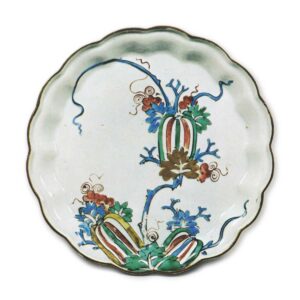 Lobed dish with melon design, enamelled ware