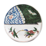 Dish with peony design, enamelled ware